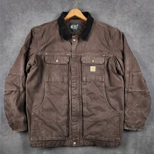 Carhartt Jacket Mens Large Brown Full Swing Relaxed Fit Washed Duck Insulated